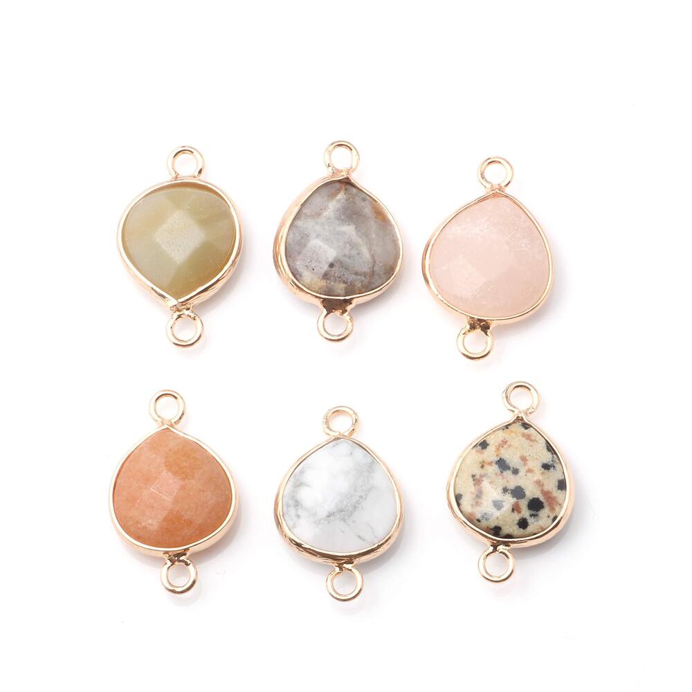 7444 10 Pcs Natural Stone Connectors Faceted Water Drop Shape Crystal Agate